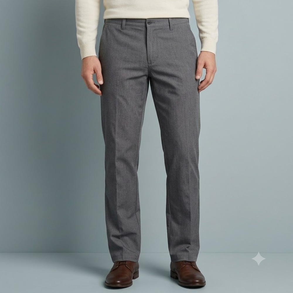 Dockers Easy Khaki D3 Pants Men's 32x32 Gray Flat Front Chinos